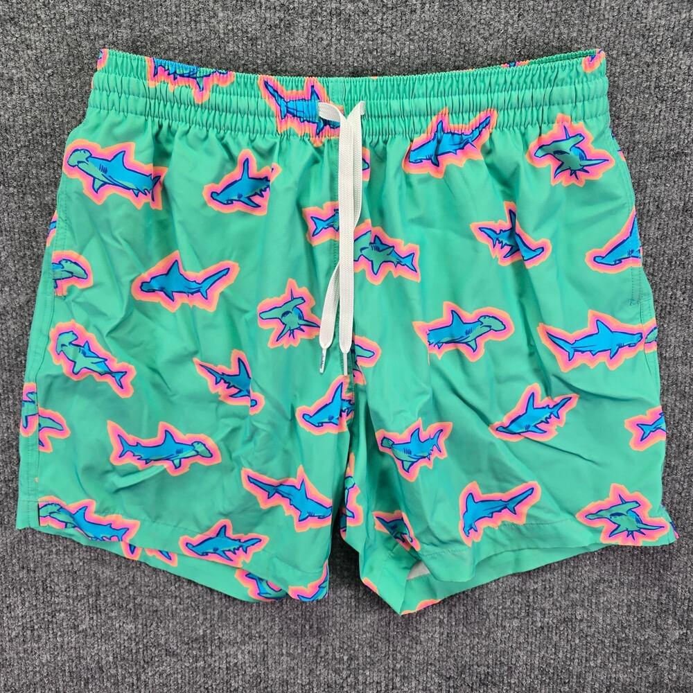 Chubbies Swim Trunks Mens Large 5.5" Teal Mint Drawstring Lined Beach Shorts